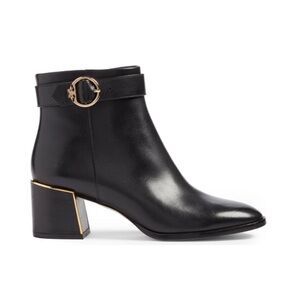 Tory Burch Sophia Bootie 9.5 Black Leather Gold Hardware Rare